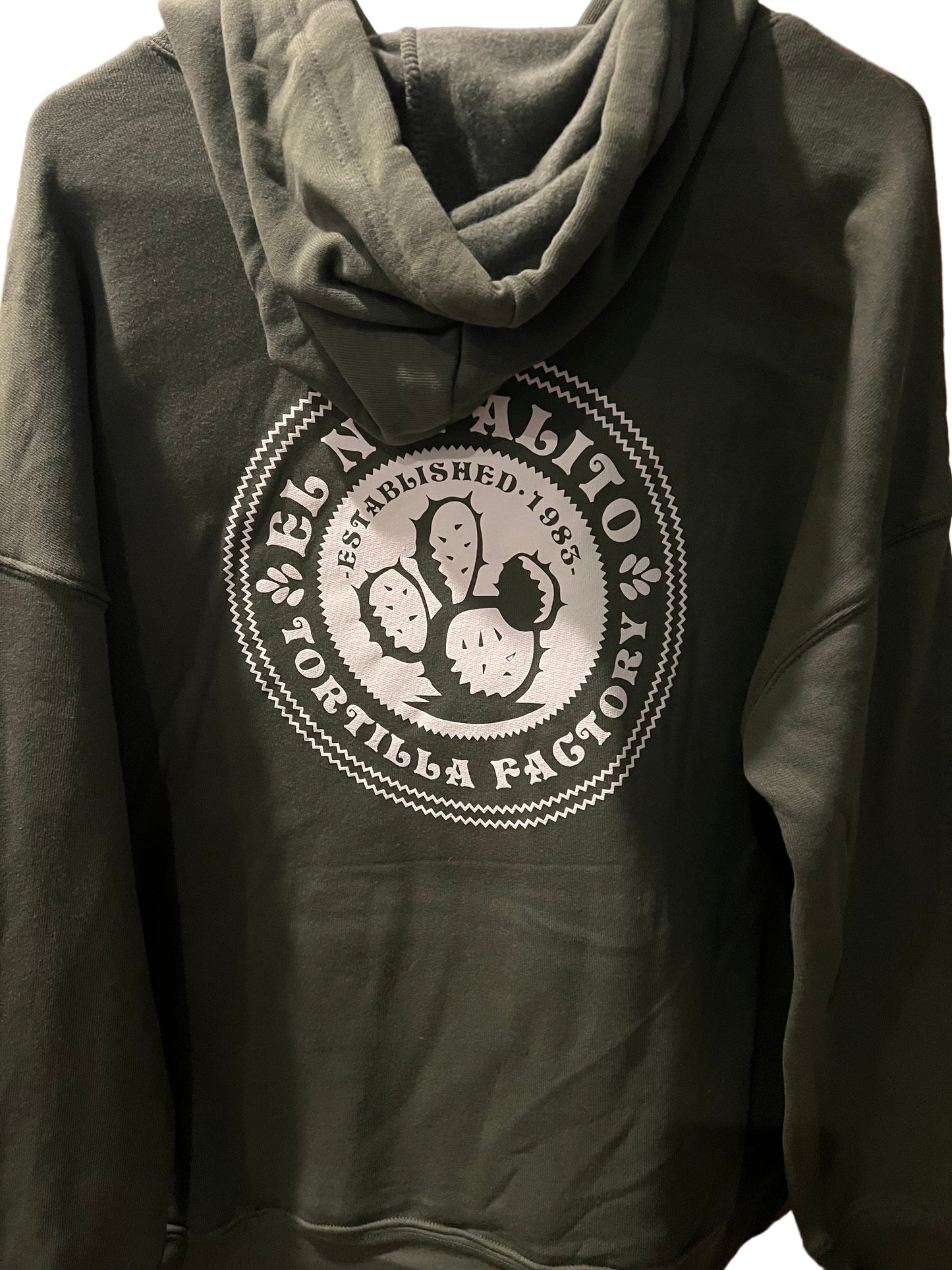 Military Green Hoodie Sweatshirt - white logo