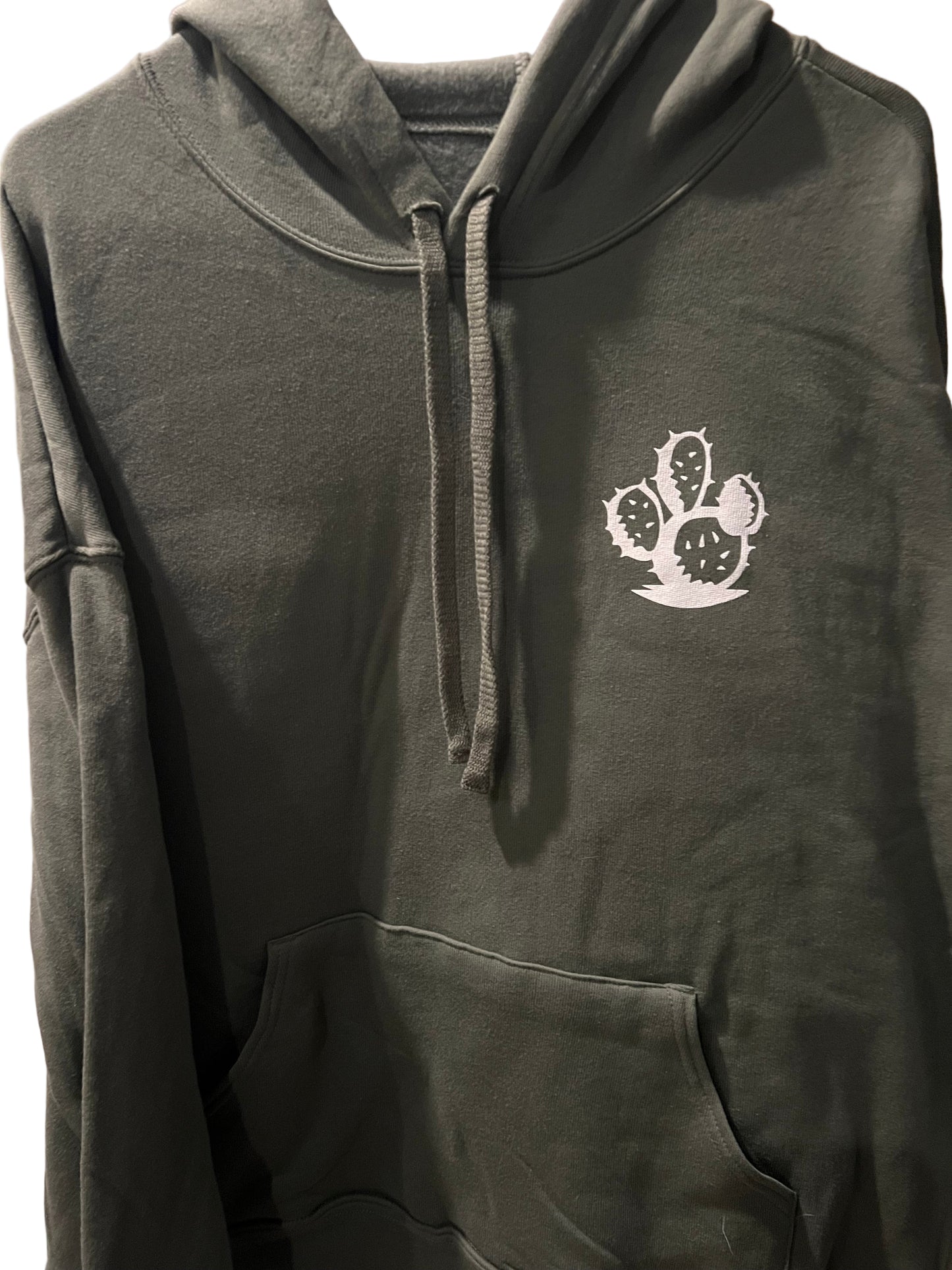 Military Green Hoodie Sweatshirt - white logo