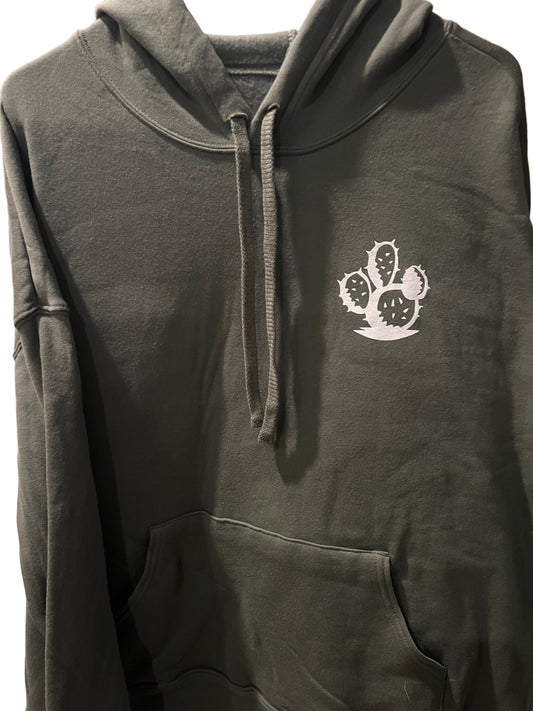 Military Green Hoodie Sweatshirt - white logo